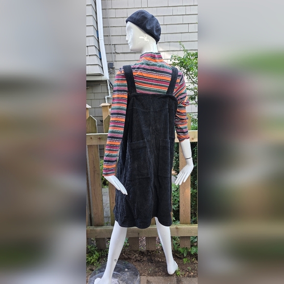 McVerdi black cotton  corduroy pinafore dress lg - Picture 15 of 15